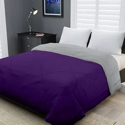 RF RELAXFEEL Purple & Grey Checked Heavy Winter 233 GSM Single Bed Comforter-picture-13