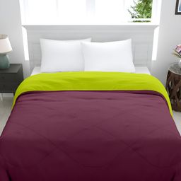GYT Maroon & Lime Green Microfiber Mild Winter Single Bed Comforter-image-96