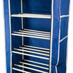 turbomax 6Tiers Book Shelf Plastic Rack With Cover Wardrobe Portable Multipurpose Folding Plastic Open Book Shelf image 3