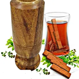 (Pack of 4) Diabetes Sugar Control Vijaysar Wooden Glass Tumbler Ayurvedic Wood Glass Without Harmful Polish Brown Glass Set Water/Juice Glass-3