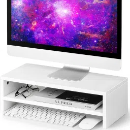 UniAart 2 Tiers Wood Desk Shelf Computer Screen Stand with Storage for Desktop 2 Tiers Wood Desk Shelf Computer Screen Stand with Storage for Desktop Laptop Stand-2