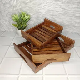 Wooden Serving Multipurpose Handmade & Handcrafted Rectangular Serving Tray Tray Serving Set-35