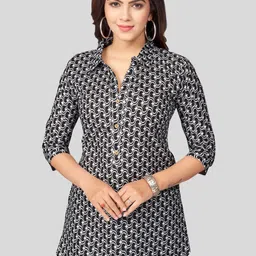 Saree Swarg Quirky Printed Shirt Collar Kurti-28