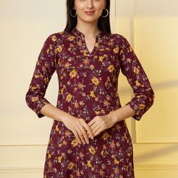 Tissu Floral Printed Pure Cotton Kurti-image-37