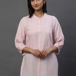 AURELIA Geometric Woven Design Mandarin Collar Straight Kurti-11