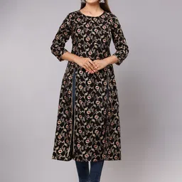 Shedika Floral Printed Gotta Patti A-Line Kurta-picture-37
