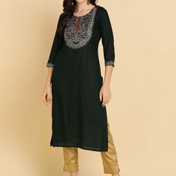 MissKurti Floral Yoke Design Thread Work Kurta-image-47