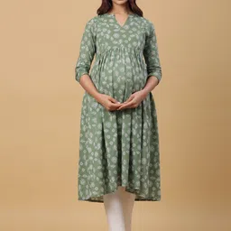 CRAFIQA Floral Printed Pure Cotton Maternity & Nursing Kurta-image-69