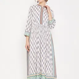 Cantabil Women White & Blue Ethnic Motifs Printed Anarkali Kurta-image-103