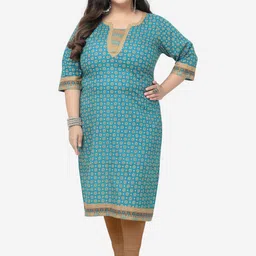 Jevi Prints Women Plus Size Floral Printed Pure Cotton Kurta-picture-24