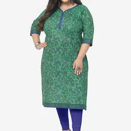 Jevi Prints Women Plus Size Ethnic Motifs Printed Pure Cotton Kurta-22