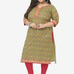 Jevi Prints Women Plus Size Ethnic Motifs Printed Cotton Kurta-image-70