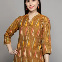Cot'N Soft Women Brown Woven Design Pure Cotton Handloom Kurti-image-81