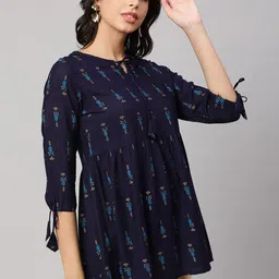 SAK JAIPUR Ethnic Motifs Printed A-Line Kurti image 3