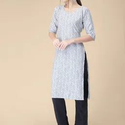 7threads KALINI Ethnic Motifs Printed Round Neck Kurta image 5