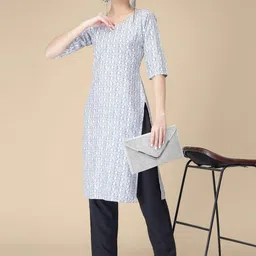 7threads KALINI Ethnic Motifs Printed Round Neck Kurta image 4