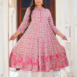 YASH GALLERY Plus Size Printed Anarkali Kurta-image-51