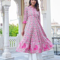 YASH GALLERY Geometric Printed Anarkali Kurta-picture-4