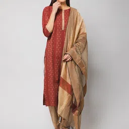 Winza Designer Paisley Printed Regular Kurta with Trousers & Dupatta-49