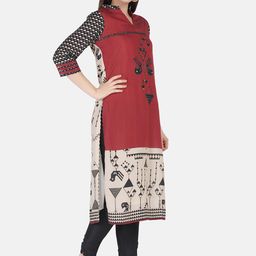 FFU Geometric Printed Thread Work Sequined Straight Kurta With Trouser image 3