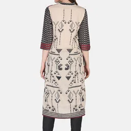 FFU Geometric Printed Thread Work Sequined Straight Kurta With Trouser image 4