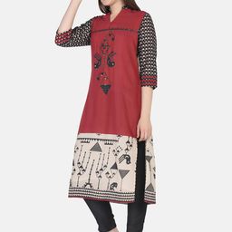 FFU Geometric Printed Thread Work Sequined Straight Kurta With Trouser image 5