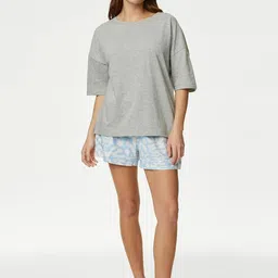 Marks & Spencer Round Neck T-shirt With Shorts-image-59