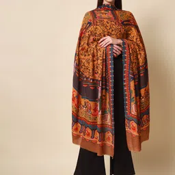 Pashmoda Women Yellow Printed Pure Wool Shawl-33