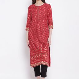 Cantabil Women Maroon Floral Printed Kurta-picture-22