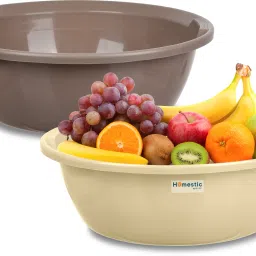 Plastic Multipurpose Storage Basket for office & Home|12 LTR|Pack of 2|Cream & Brown Storage Basket-6