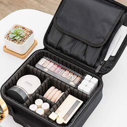 HOUSE OF QUIRK Blue & White Printed Canvas Makeup Organiser-image-77