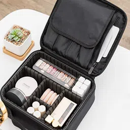 HOUSE OF QUIRK Green & White Printed Canvas Makeup Organiser-13