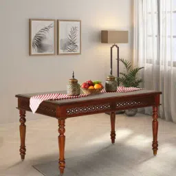 mudramark from pepperfry Avantika Sheesham Wood 6 Seater Dining Table In Scratch Resistant Honey Oak Finish-picture-33