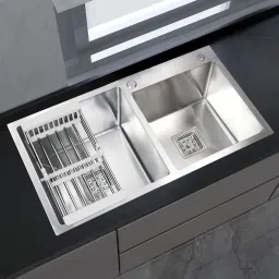 Sink for Kitchen/Handmade Kitchen Sink 304 Grade Stainless Steel Handmade Kitchen Sink With Drain Rack (32x18 Inches) Vessel Sink-image-71