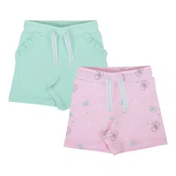 My Milestones Girls Set Of 2 Conversational Printed Low-Rise Shorts-3