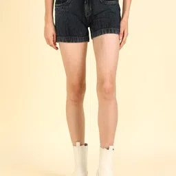 Nifty Women Mid-Rise Washed Denim Shorts-picture-24