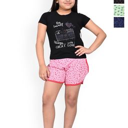 BAESD Girls Pack of 4 Printed Cotton Hot Pants-image-44