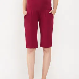 Clovia Chic Basic Cotton Maternity Lounge Shorts-image-76