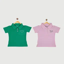 Bodycare Girls Pack of 2 Embellished Polo Collared T-shirt-picture-15