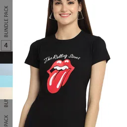 Fabflee Pack Of 4 Printed Cotton T-Shirts-image-81