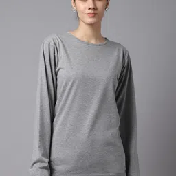 VIMAL JONNEY Women Grey Melange T-shirt-image-25