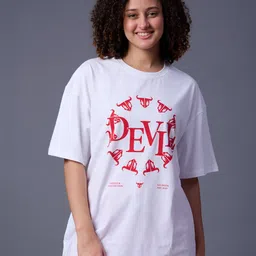 GO DEVIL Typography Printed Drop Shoulder Sleeves Cotton T-shirt-image-35