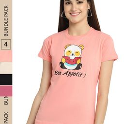 Fabflee Pack Of 4 Graphic Printed Cotton T-shirt-image-78