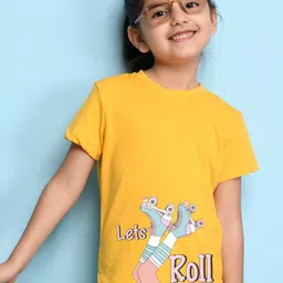 NUSYL Girls Rollar Skate Printed Round Neck T-shirt-image-3