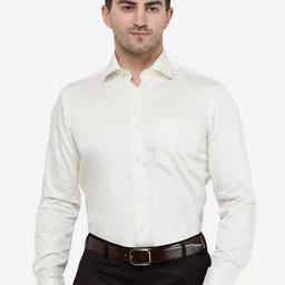 METAL Men Off White Slim Fit Cotton Formal Shirt-image-35