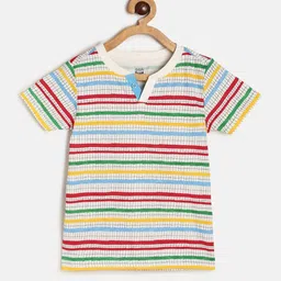 MINI KLUB Boys Striped Henley Neck T-shirt-image-49