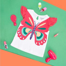 Pantaloons Baby Infants Girls Graphic Printed Cap Sleeves Cotton T-shirt-33