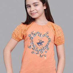 Beverly Hills Polo Club Girls Coral Floral Printed T-shirt-image-82