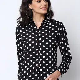 Enchanted Drapes Women Black Opaque Printed Casual Shirt-image-70