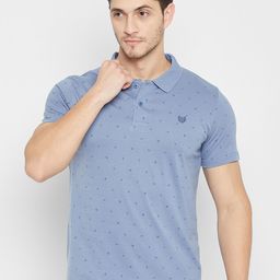 Duke Printed Polo Collar Short Sleeves Cotton Slim Fit T-shirt-image-26